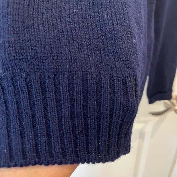 100% Shetland Wool THE MOORS Sweater by Lord Jeff Vintage 80’s Sz L Navy Blue - Picture 8 of 14